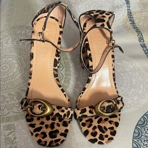 Coach Leopard Print Heels with Gold Buckle